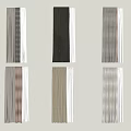 Modern curtain pleated curtain gauze curtain solid color matching 3d model