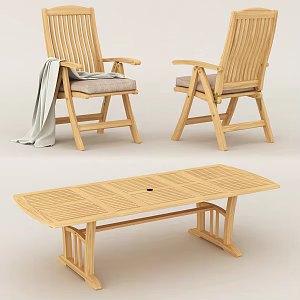 Modern Outdoor Table and Chair Outdoor Dining Table and Chair Combination 3d model