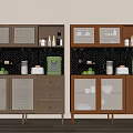 Middle Ancient Style Sideboard Storage Cabinet Side Cabinet Solid Wood Bucket Cabinet Decorative Cabinet Ornaments Coffee Machine Bread Machine Tableware 3d model