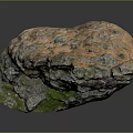 Natural Stone with Rugged Surface Moss Covered Authentic Organic Texture Details 3d model