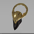 Futuristic Golden Helmet with Streamlined Structure Shiny Metallic Finish and Modern Design
