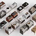 Modern Stylish Bedside Tables With Various Designs Materials And Colors 3d model