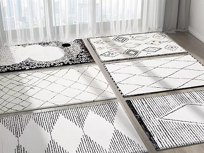 Modern Square Rugs Collection With Geometric Patterns Lines And Abstract Designs For Home Decor 3d model