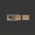 Rustic Wooden Device With Rope Bindings And Metal Hook Design 3d model