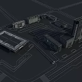 Modern Office Building Complex With Multiple Structures Roads And Green Areas 3d model
