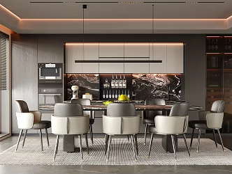 Modern Restaurant Sideboard Wine Cabinet Dining Table and Chair 3d model
