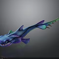 Vibrant Mythical Sea Creature 3D Model With Blue Purple Shiny Scales And Spiked Tail