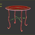 Round Glass Top Table with Ornate Pattern and Black Metal Legs with Gold Accents
