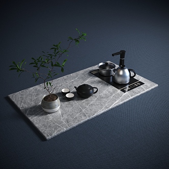 Modern Tea Set Rock Plate Hot Pot Tea Pot 3d model