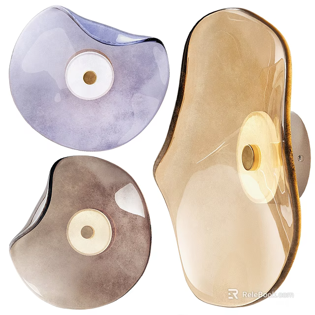 Modern Irregular Design Glass Wall Lamps in Purple Brown and Beige 3d model 