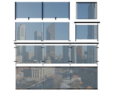 Modern Guardrail Glass Railing 3d model