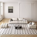 Modern Cream Style Living Room Combination Sofa Multiplayer Sofa Piano Keys Sofa Cloud Sofa Cat Scratching Cloth Sofa Cream Style 3d model