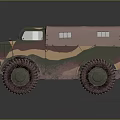Classic Military Truck With Camouflage Pattern Canvas Roof And Multiple Wheels