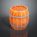 Wooden Barrel Home Storage Container With Metal Hoops And Natural Wood Grain Design
