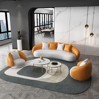 Nordic Sofa Coffee Table Combination Office Sofa Combination 3d model