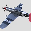 Fighter Plane With Red Nose Gray Body Propeller And Emblems On Wings 3d model