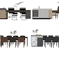 Modern Dining Table Set With Marble Tabletop And Wooden Chairs For Home Interior