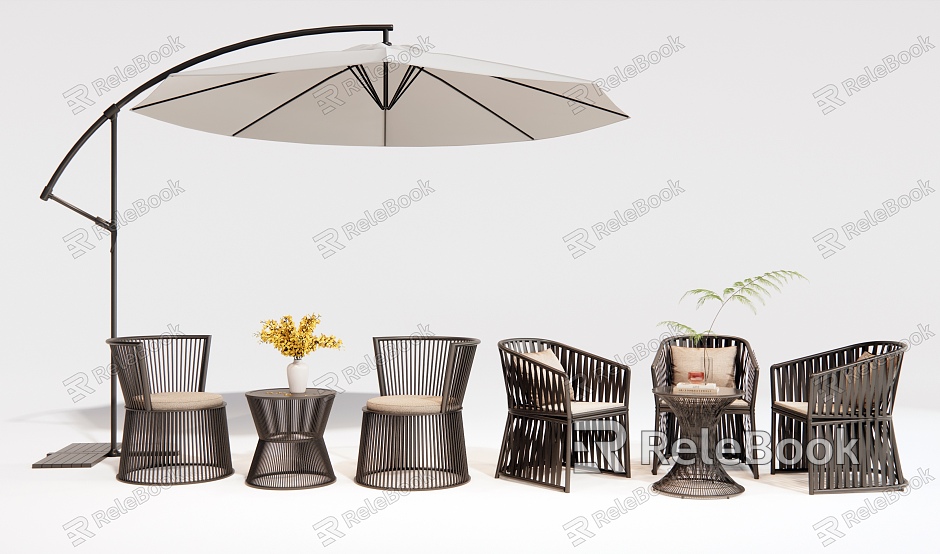 Modern Rattan Outdoor Table and Chair Outdoor Chair Leisure Chair Sun Umbrella model