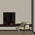 Quiet Antique Sofa Antique Single Sofa Vase 3d model