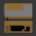 Retro Yellow White Desktop Computer Featuring Classic Keyboard And Vintage Monitor