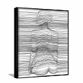 Modern Minimalist Black And White Line Art Of Female Back With Wavy Patterns