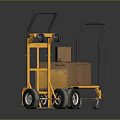 Two Yellow Industrial Transport Hand Trucks With Wheels Handles And Loading Design
