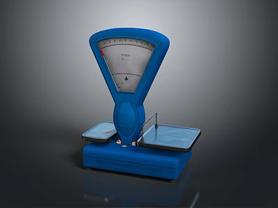 Blue Mechanical Balance With Dual Pans And Calibration Scale For Laboratory Precision Weighing 3d model