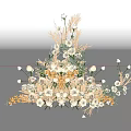 Elegant Floral Arrangement With White Roses Yellow Flowers And Dried Grass