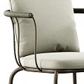 Elegant Modern Leisure Chair With Metal Frame Armrests And Soft Fabric Cushion