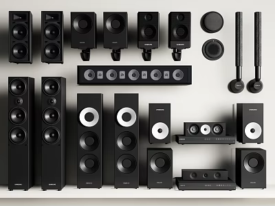 Headphones and Speakers Collection of Home Audio Equipment with Various Models and Styles 3d model
