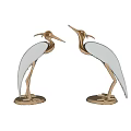 Elegant Gold And White Crane Decorative Figurines For Home Ornament 3d model