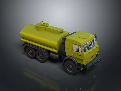 Yellow Tanker Truck 3D Model With Large Storage Tank And Vehicle Structure 3d model