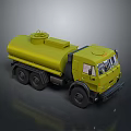 Yellow Tanker Truck 3D Model With Large Storage Tank And Vehicle Structure