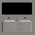 Modern Bathroom Vanity With Double Sinks Rectangular Mirror And White Cabinet 3d model