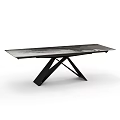 Modern Dining Table With Marble Top And Black Metal X Shaped Base 3d model