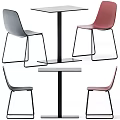 Modern Dining Table And Chairs Set With Gray And Red Seats And Black Frame
