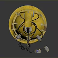 Yellow Mechanical Sci Fi Game Movie Character with Long Top Tube Round Base and Wires