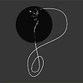Black pen with white cord on black base and blue light reflection in gray gradient