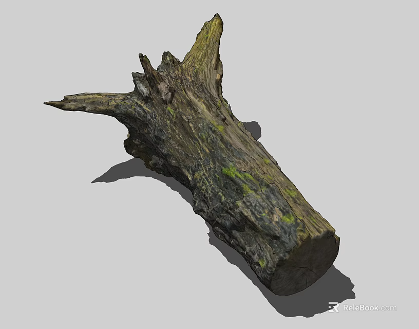 Stone Wood Log Featuring Weathered Texture Irregular Shape and Rough Surface 3d model 