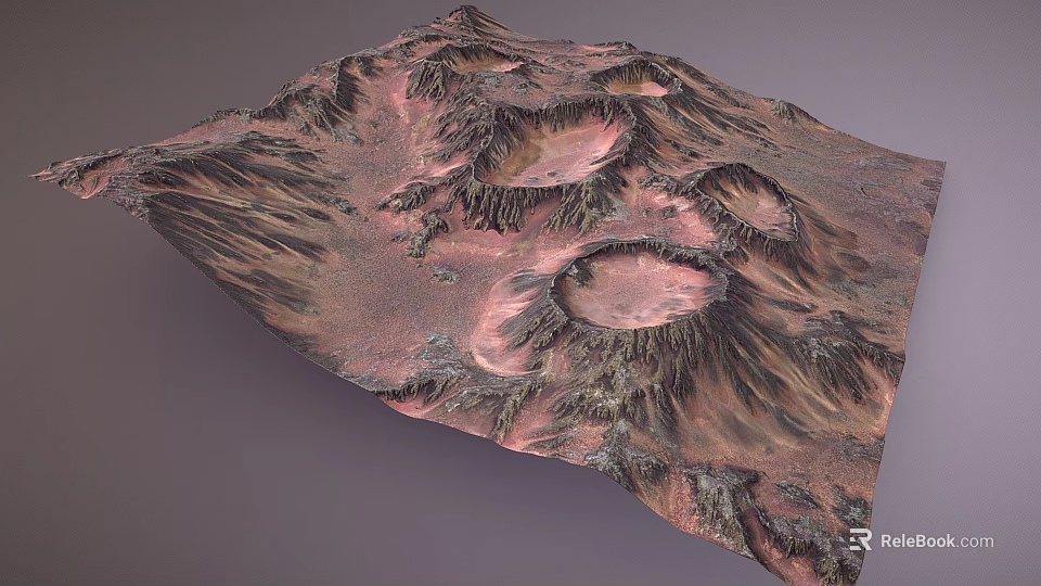 Natural Garden Landscape with Rolling Terrain and Textured Rock Depressions Design 3d model 