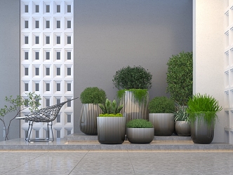 Modern Green Plant Potted Plant Combination 3d model