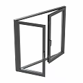 Modern Black Frame Casement Window With Transparent Glass And Open Sash