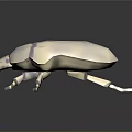 Metallic Silver Beetle Figurine With Water Droplets On Smooth Black Surface Showing Reflective Base Details