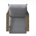 Light Gray Single Sofa With Fabric Upholstery And Wooden Armrests Modern Design