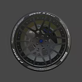 Black Car Tire With Stylish Alloy Rim And Spoke Design