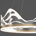 Elegant Modern Chandelier With White Wave Pattern And Metal Hanging Frame Design 3d model