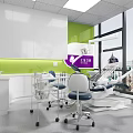 Modern Dental Clinic Interior With White Cabinets Green Wall And City View