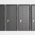 Modern Black Security Doors With Sleek Design Metal Handles And Panel Patterns 3d model