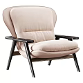 Modern Brown Leather Lounge Chair With Black Solid Wood Frame For Cozy Home Leisure Time