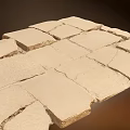 Natural Stone Ground Paving with Irregular Beige Slabs and Seam Details